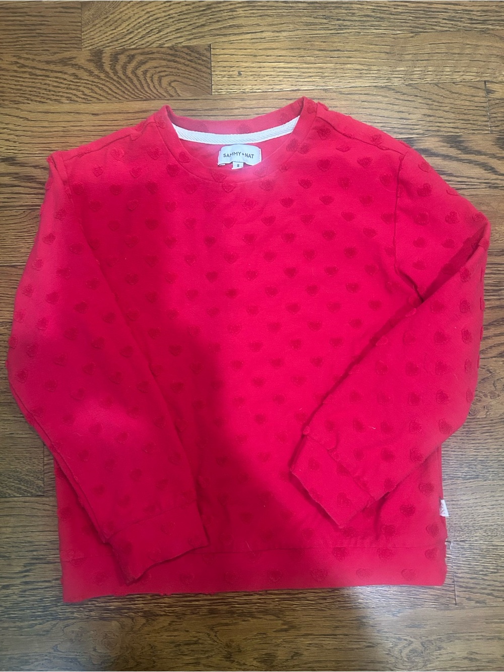 Sammy + Nat Red Textured Crewneck Sweatshirt